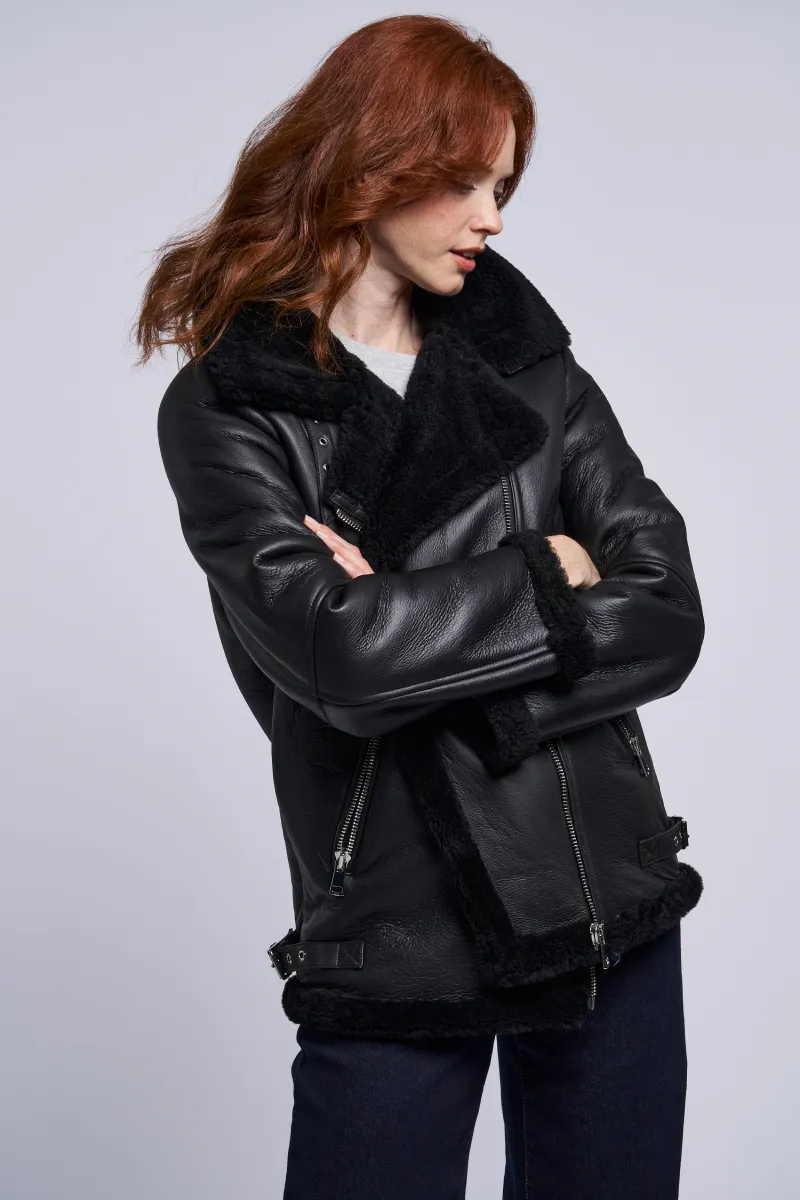 426 Genuine shearling moto jacket