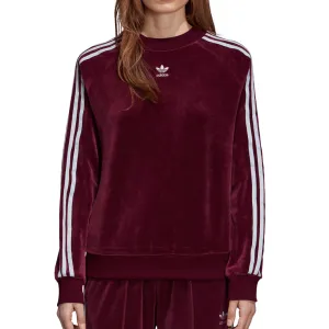 Adidas Originals Trefoil Women's Velour Sweat Shirt Maroon/White