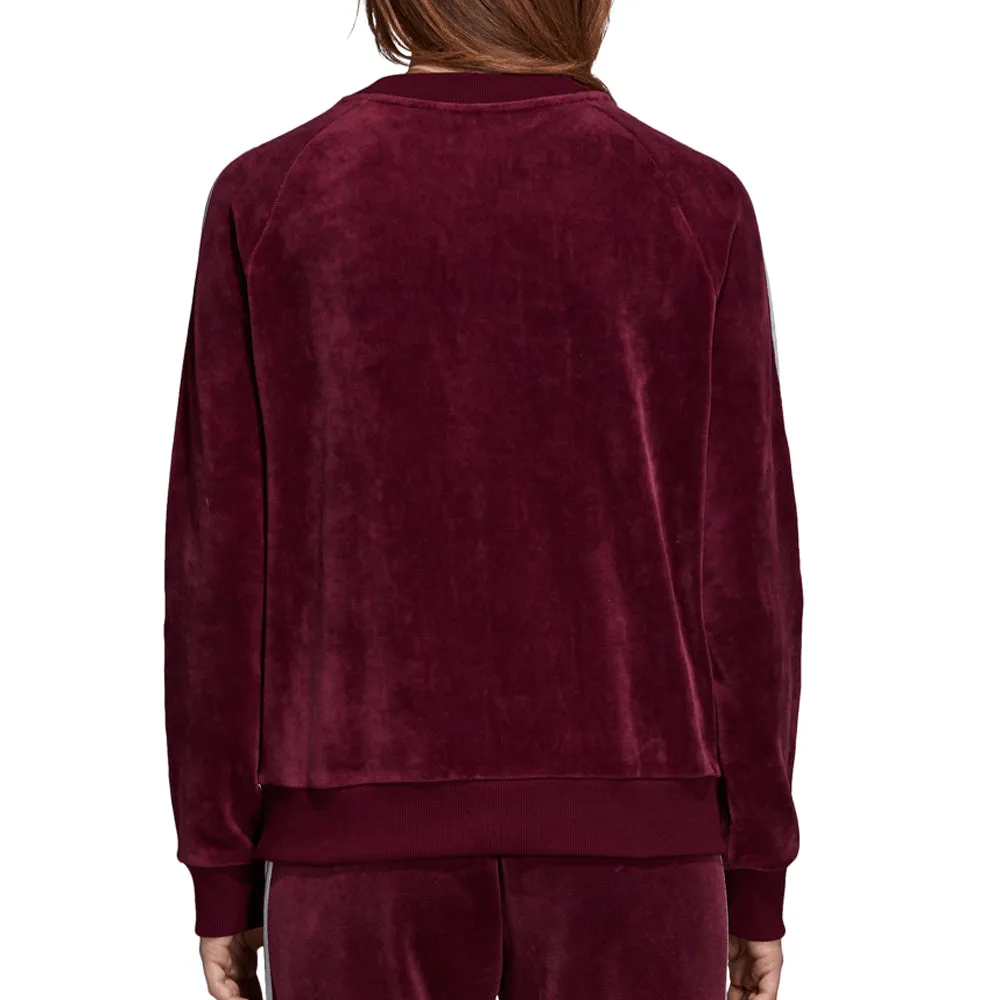 Adidas Originals Trefoil Women's Velour Sweat Shirt Maroon/White