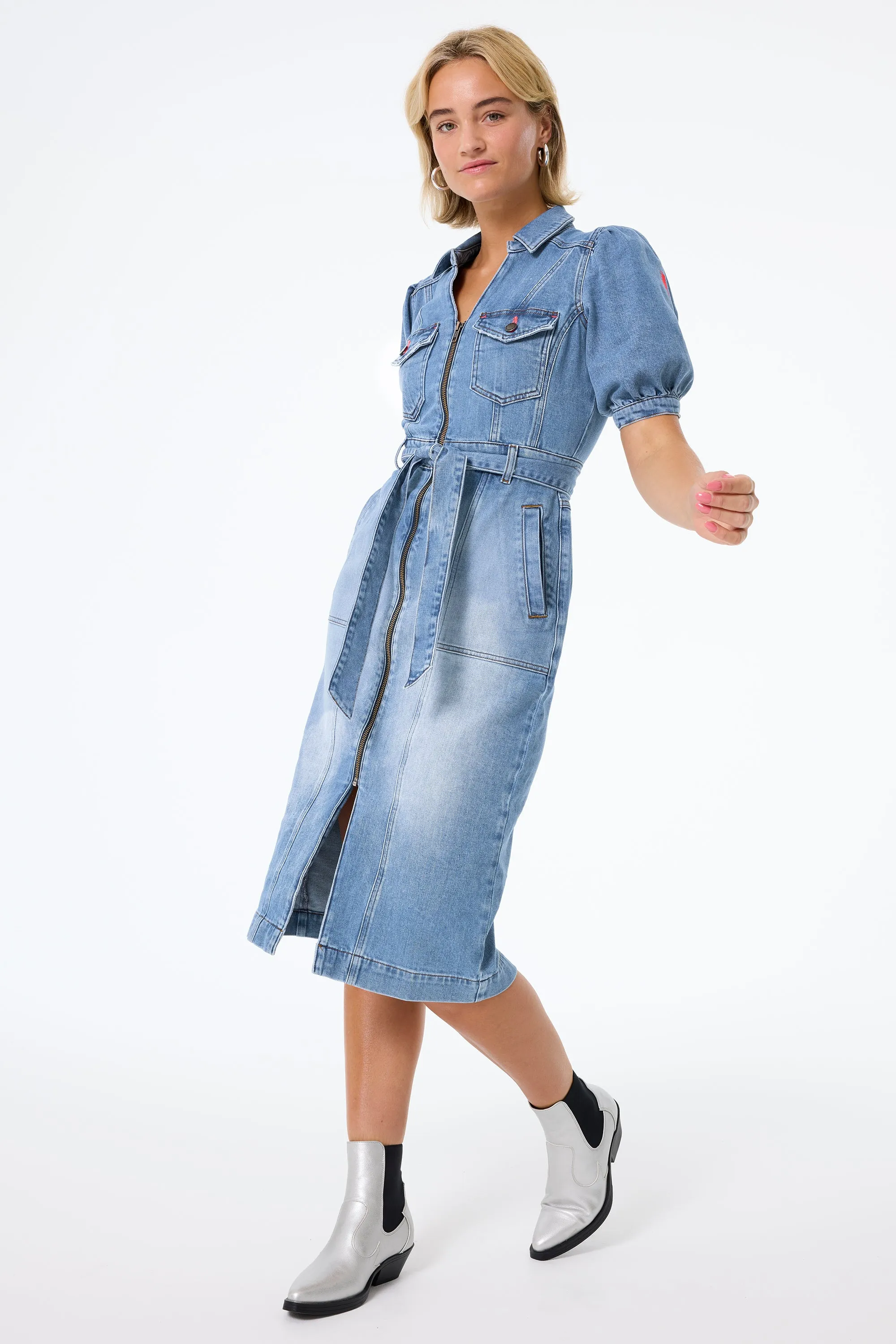 Authentic Indigo Western Denim Midi Dress