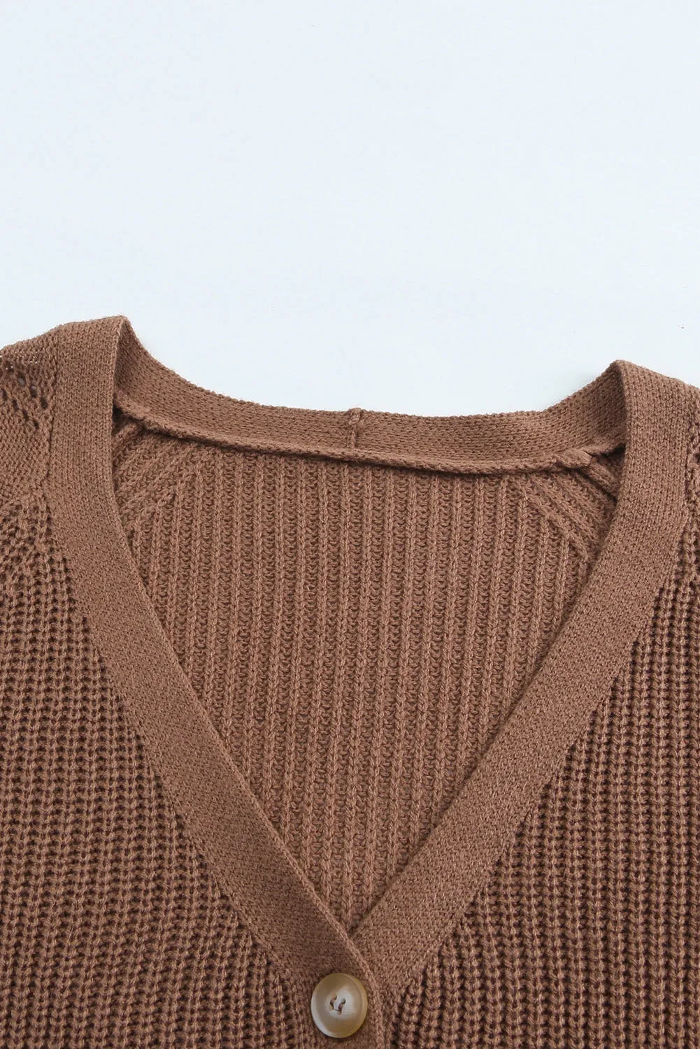 Bishop Sleeve Button V Neck Sweater