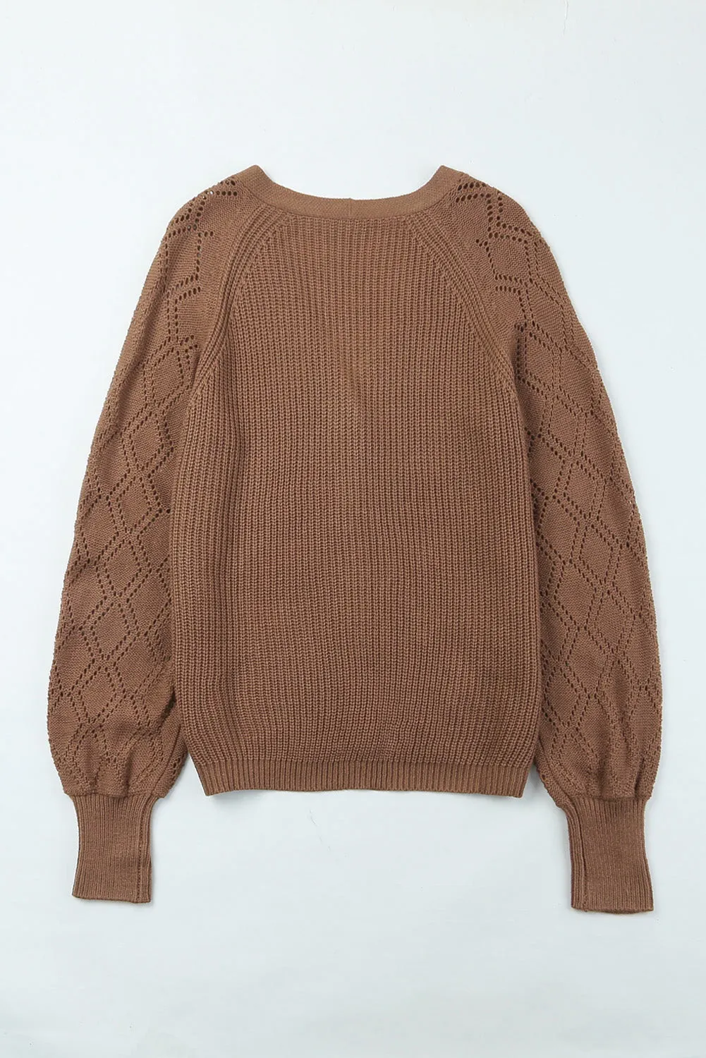 Bishop Sleeve Button V Neck Sweater