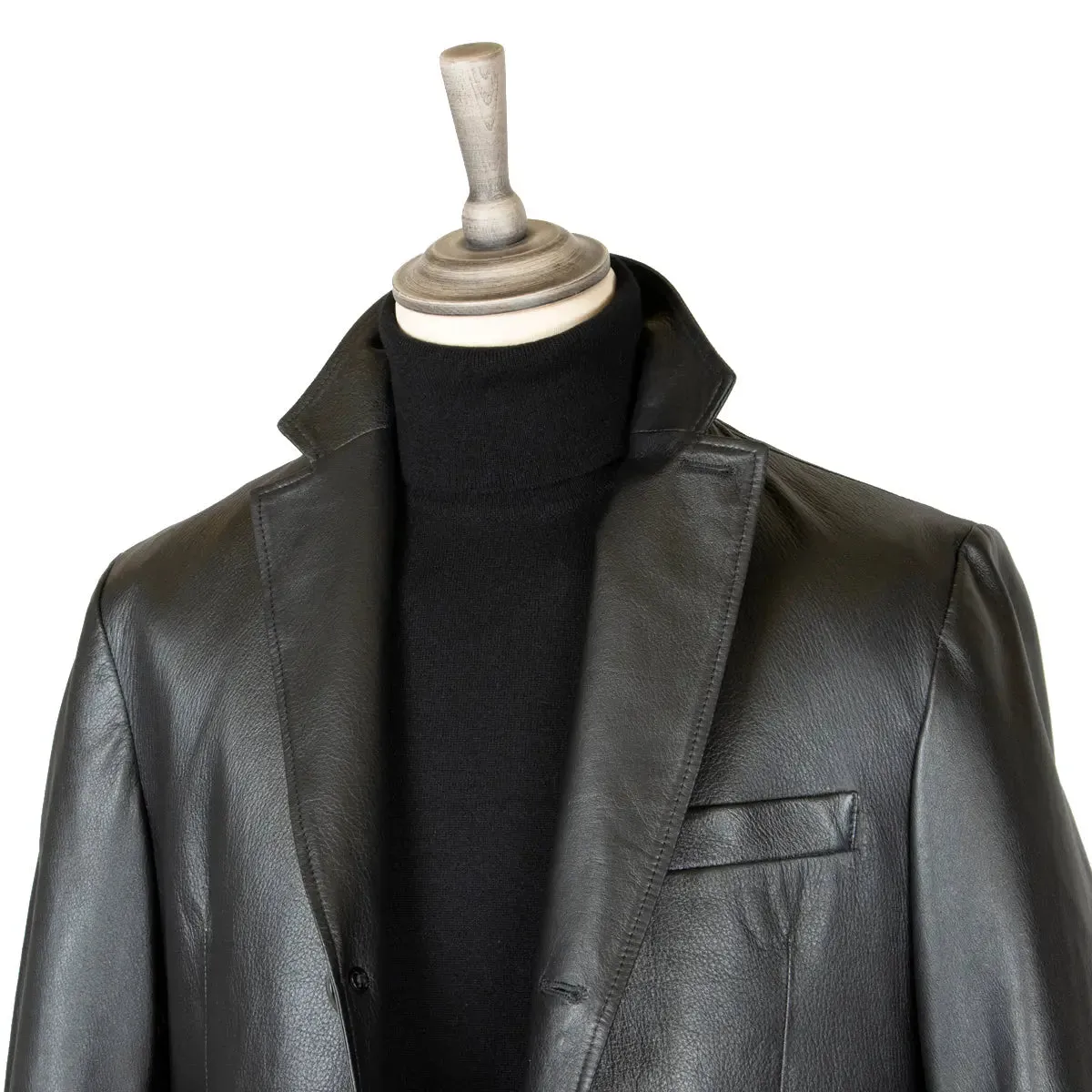 Black Deerskin Leather Blazer