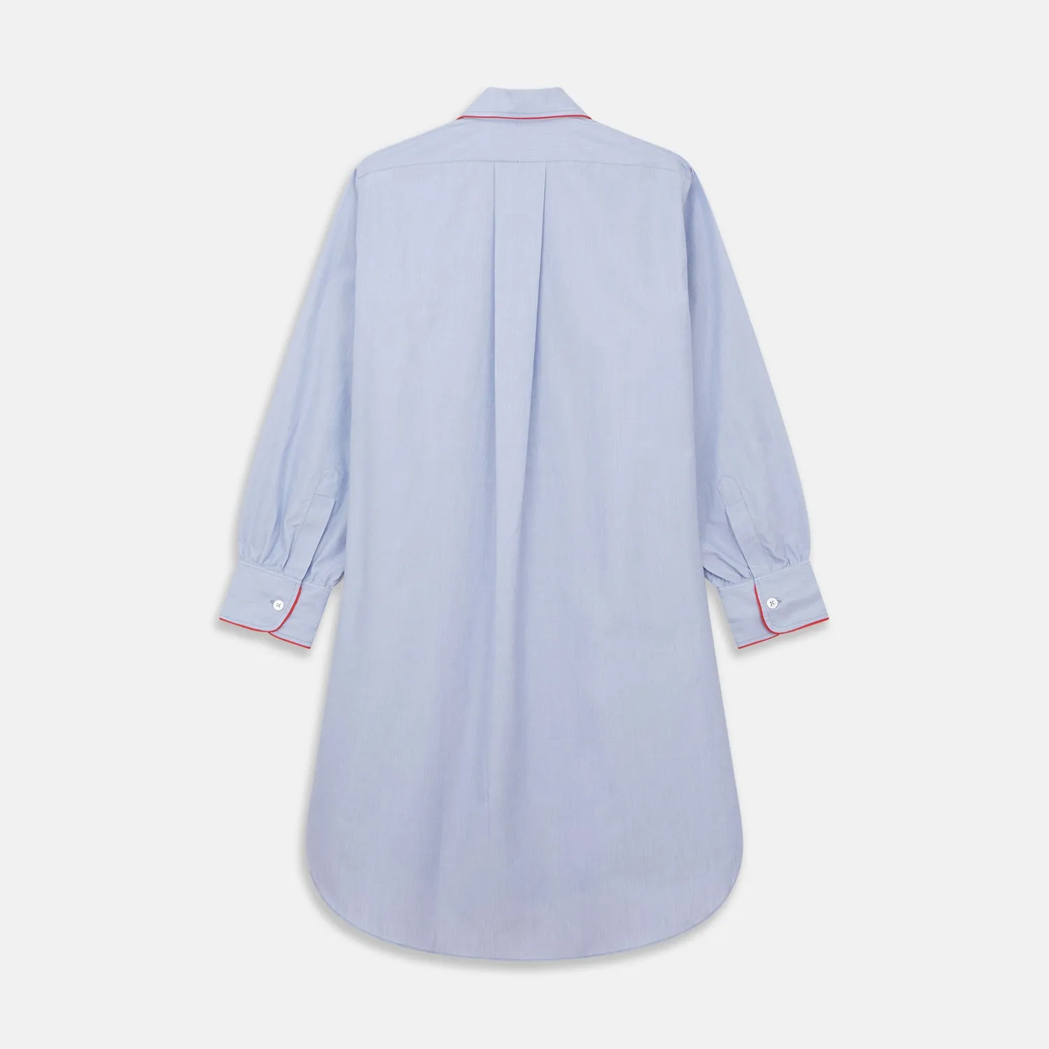 Blue Piped End-on-End Cotton Nightshirt