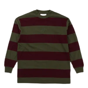 Boxy Tee Long Sleeve Burgundy Stripe