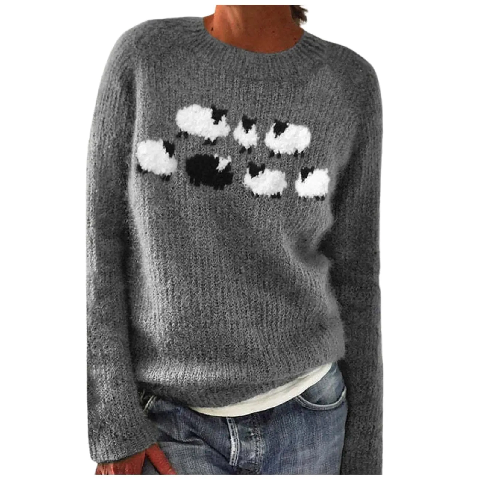 Casual Loose Long Sleeve Knitted Sweater Top