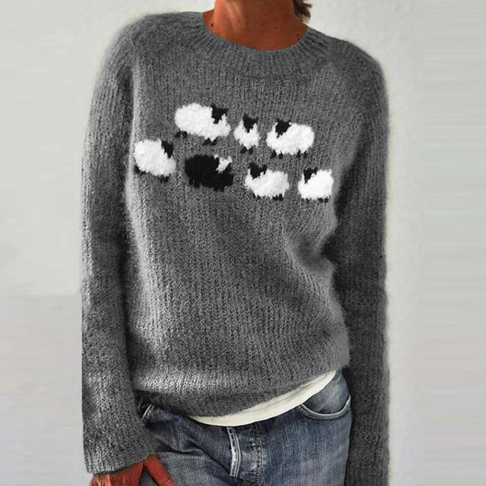 Casual Loose Long Sleeve Knitted Sweater Top