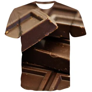 Chocolate T shirts Men Brown Tshirts Novelty Delicious T-shirts 3d Bitter T shirts Funny