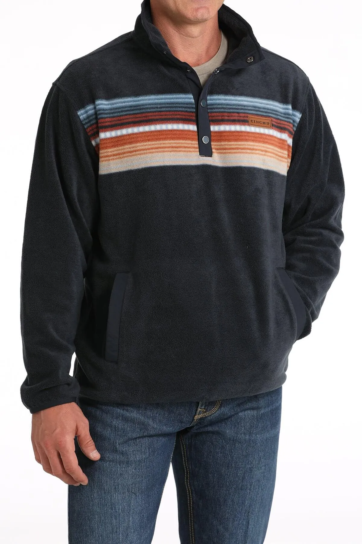 Cinch | Navy Striped Fleece Pullover