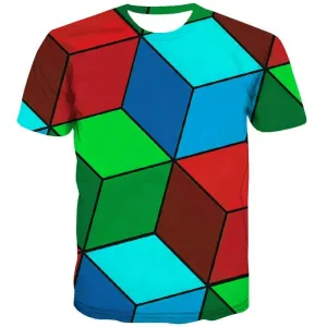 Colorful T shirts Men Tetris T shirts Funny Abstract Tshirt Printed Harajuku T-shirts Graphic Geometry Tshirts Cool