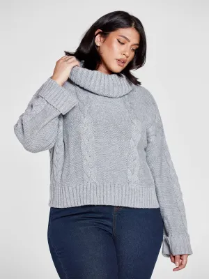 Fashion To Figure - Liana Cableknit Turtleneck Sweater