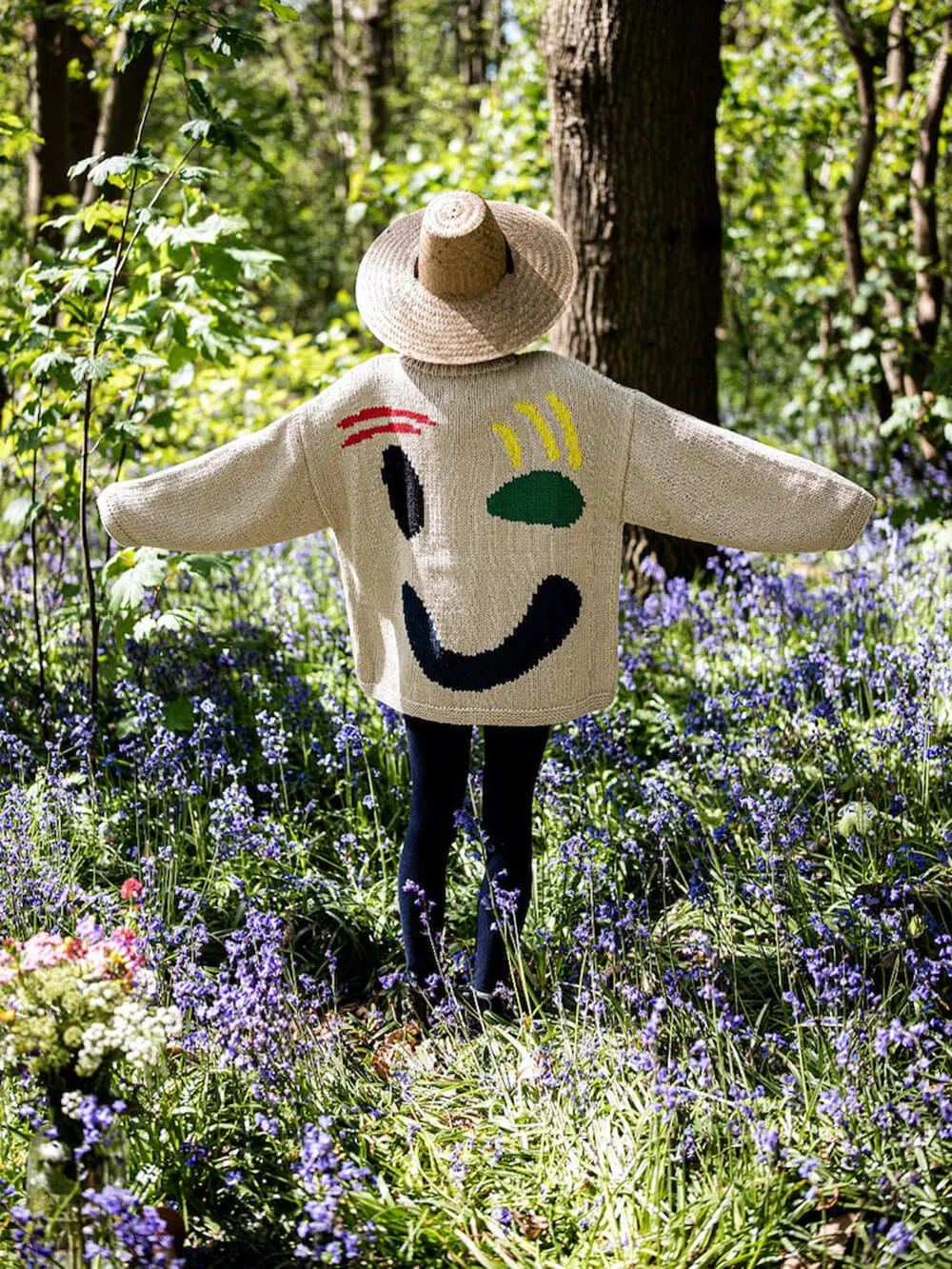 Feel Good Knit Colorful Smiley Face Loose Pullover Sweater