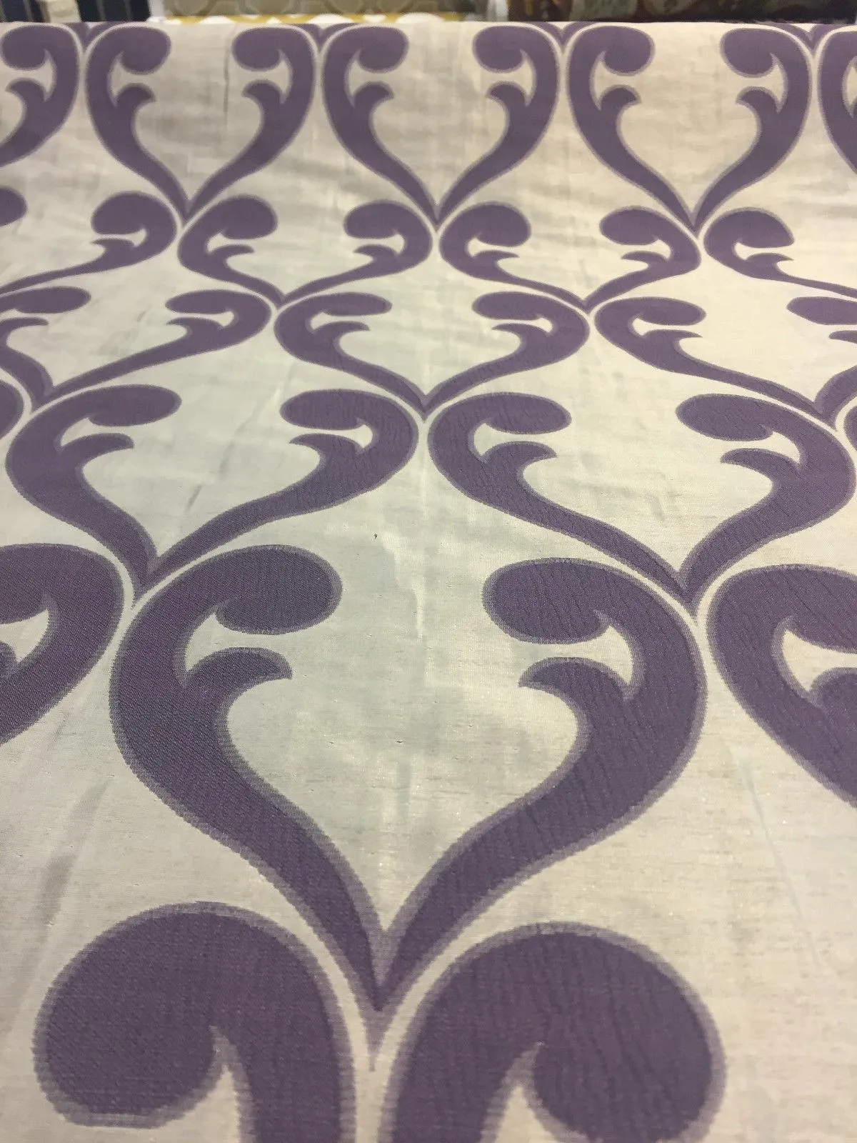 Fleur De Lis Amethyst Jacquard Reversible Pocket Drapery Fabric By the Yard