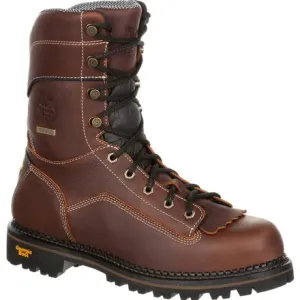 Georgia Men's 9" AMP LT Logger Composite Toe Waterproof Low Heel Work Boot - Brown GB00238