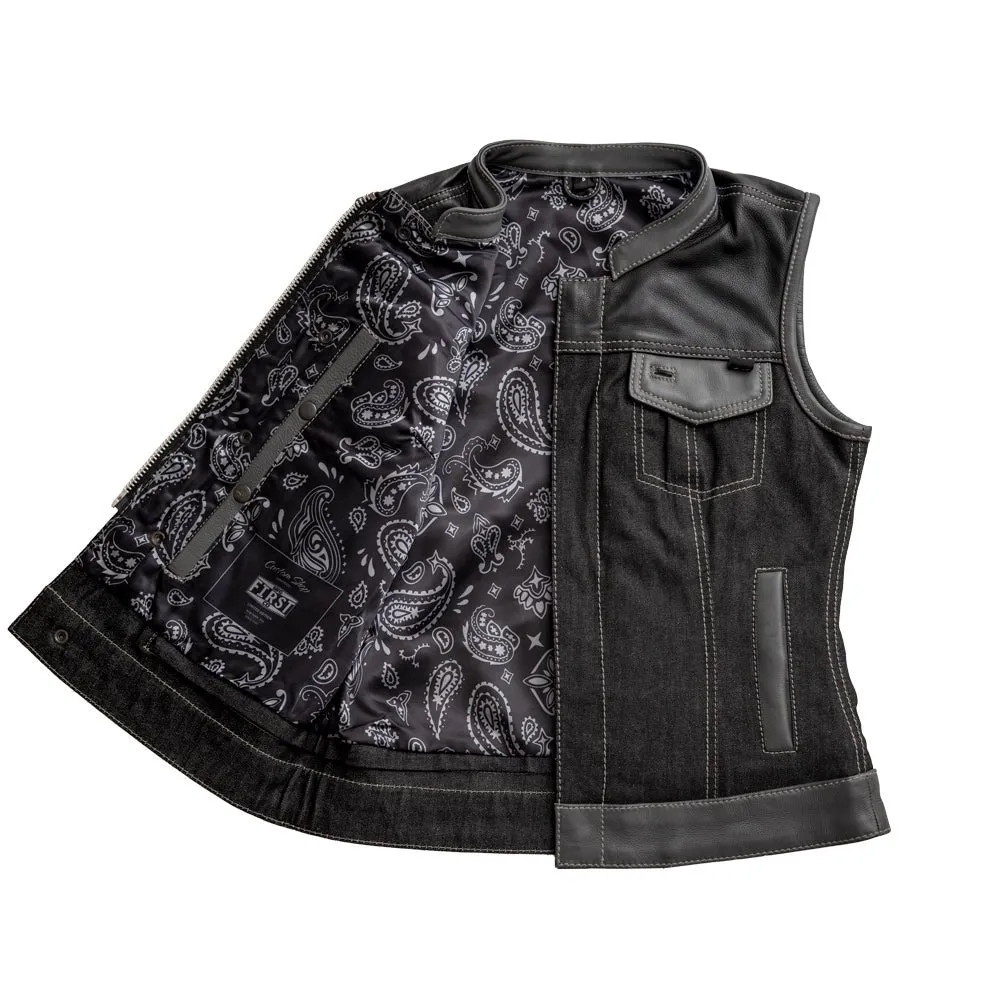 Guardian Women's Club Style Leather/Denim Vest - Limited Edition