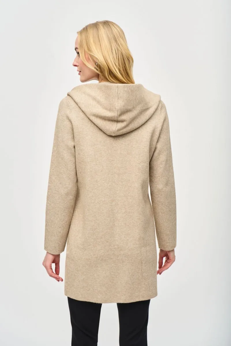 Joseph Ribkoff Oatmeal Hooded Knit Cover-Up Jacket 243968