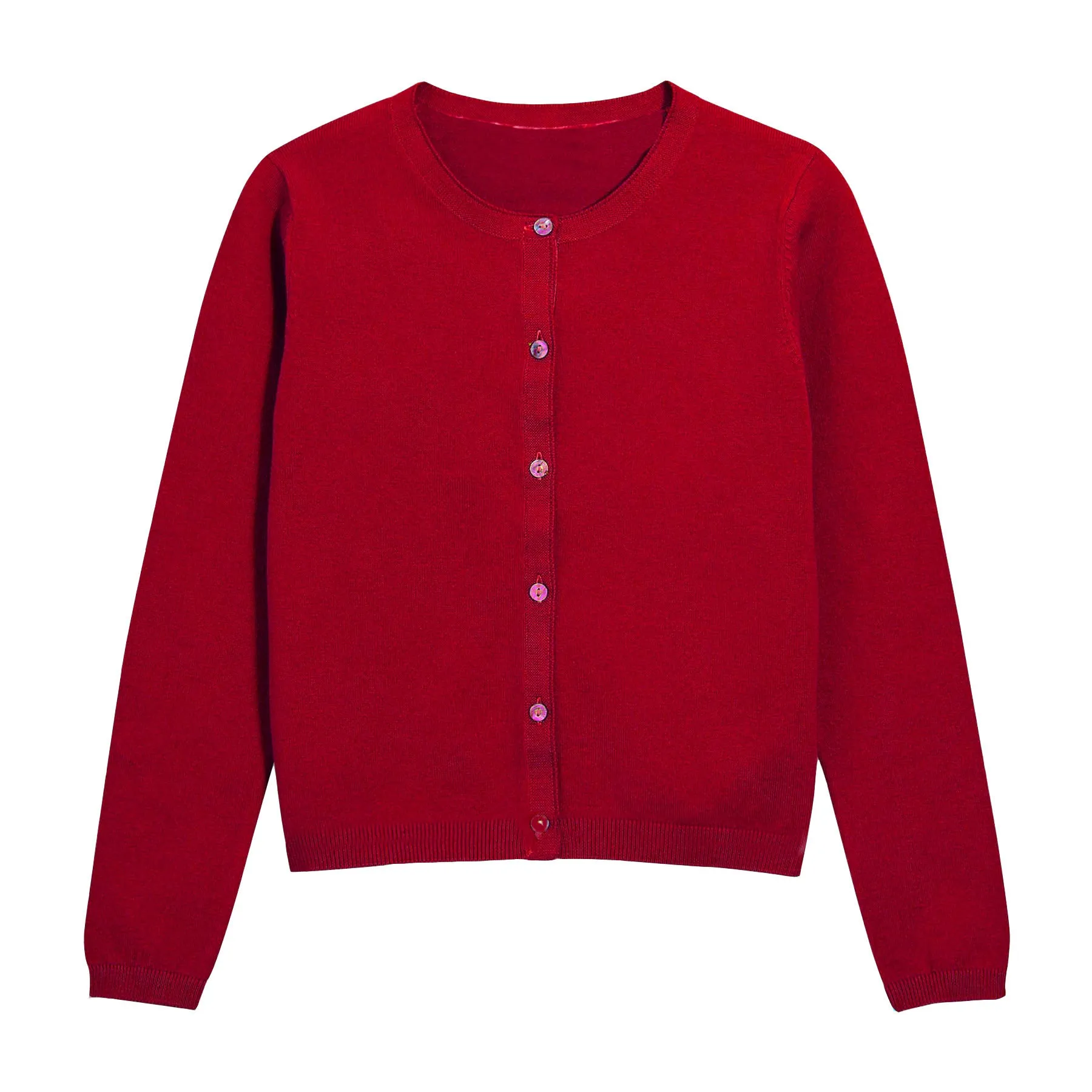 Khanomak Girls Crew Neck Cardigan