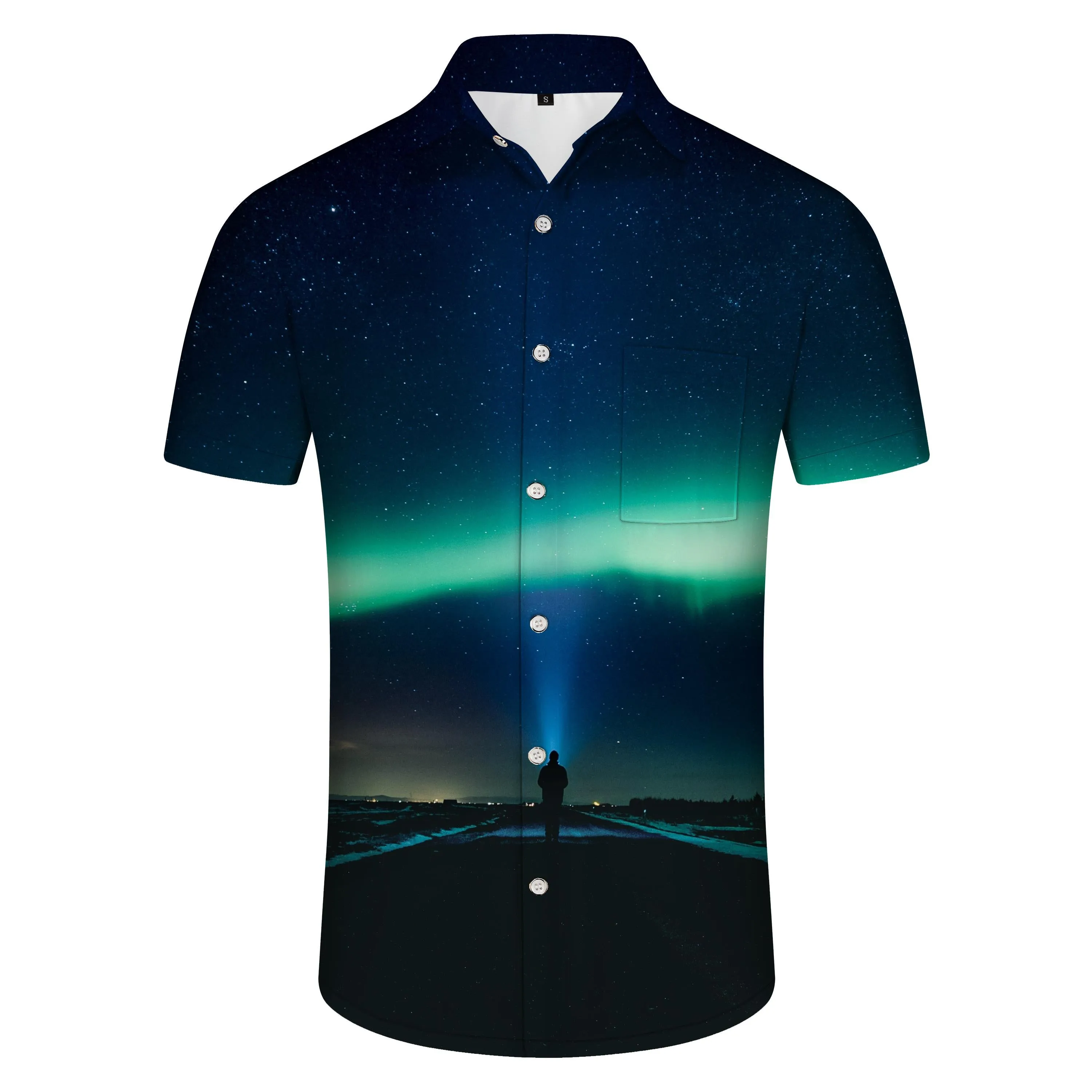 Luminous Wonders Arctic New Hawaiian Short Sleeve Shirt Men's Casual Beach Breathable Clothing