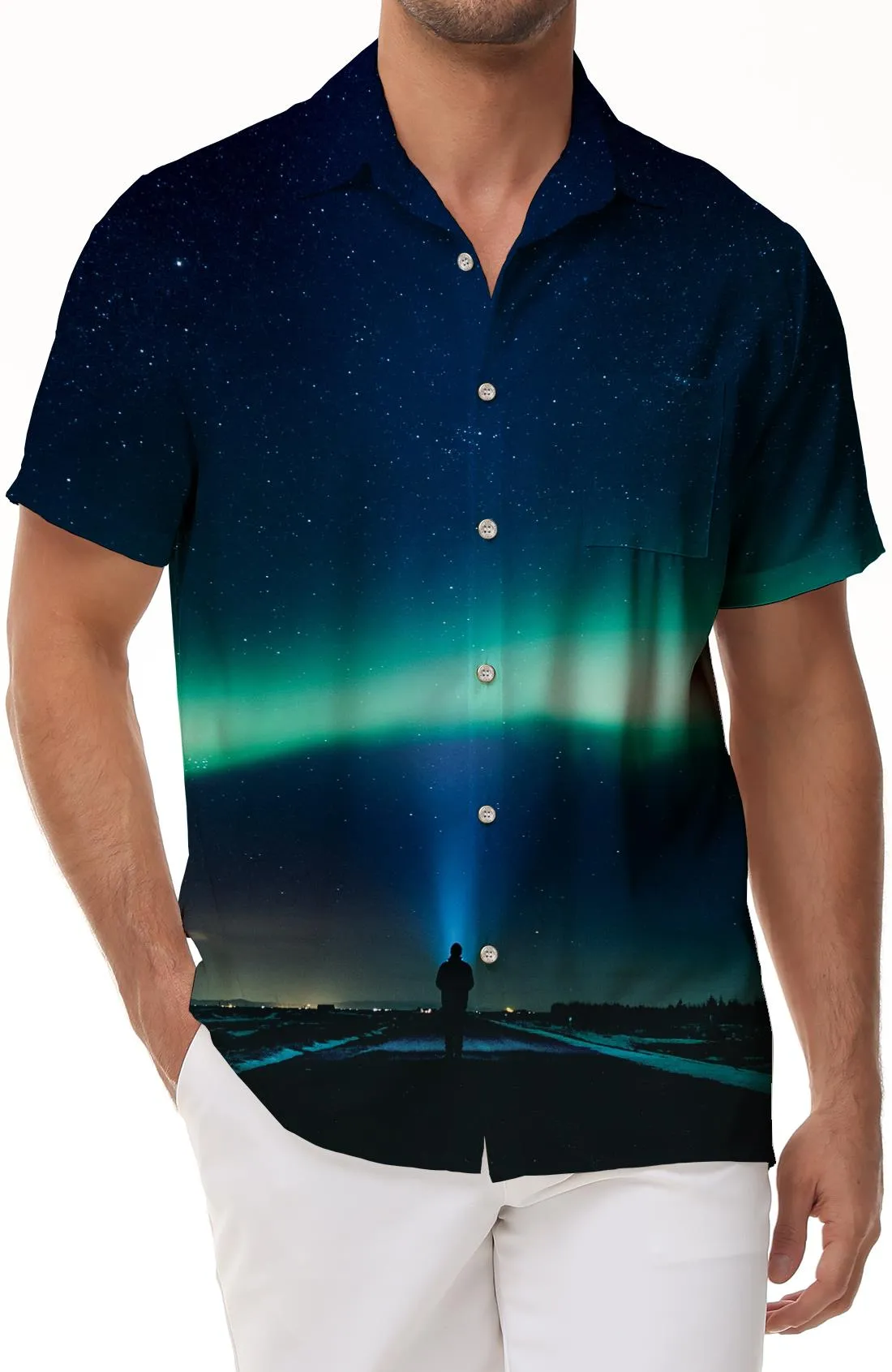 Luminous Wonders Arctic New Hawaiian Short Sleeve Shirt Men's Casual Beach Breathable Clothing