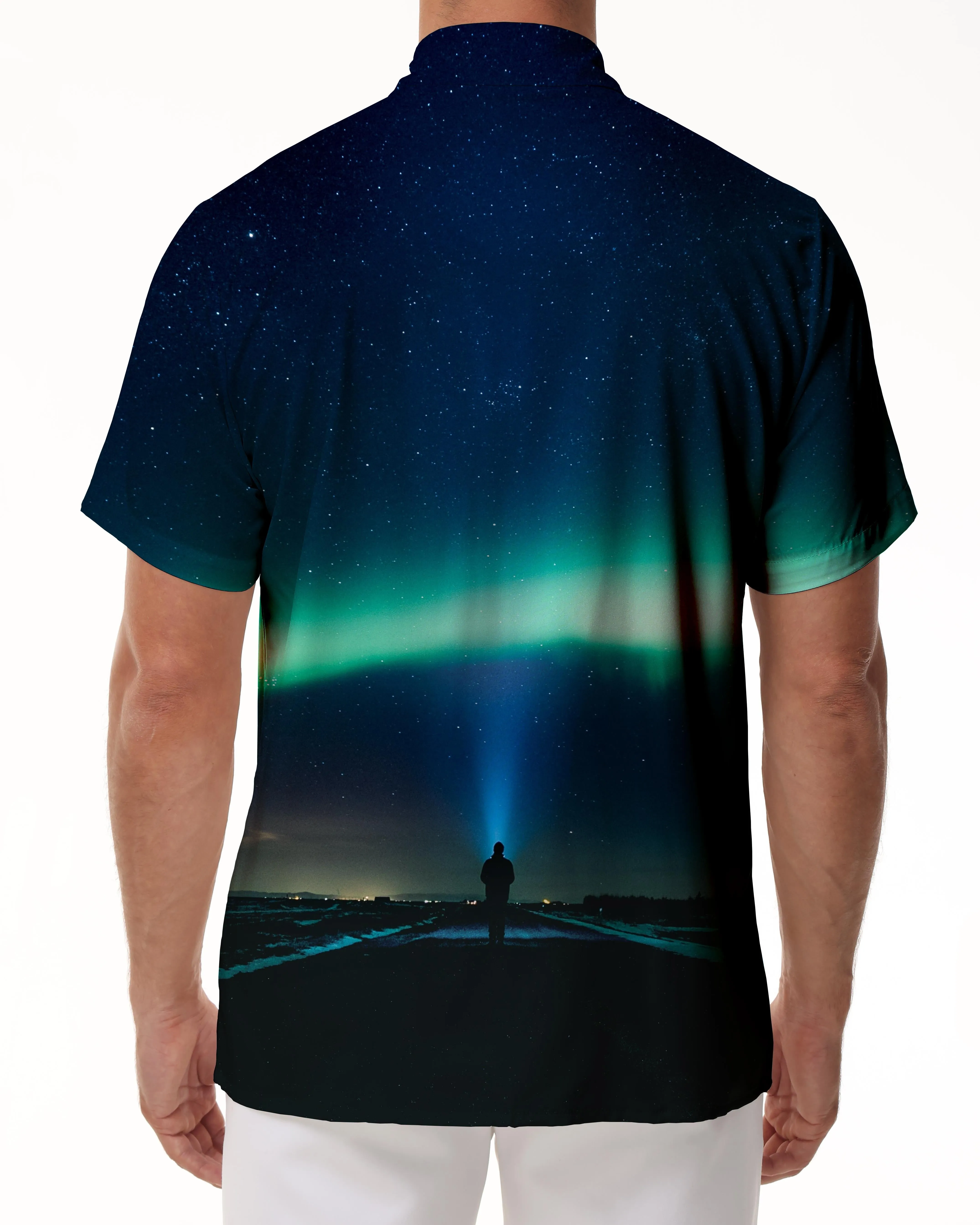 Luminous Wonders Arctic New Hawaiian Short Sleeve Shirt Men's Casual Beach Breathable Clothing