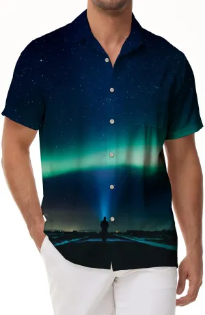 Luminous Wonders Arctic New Hawaiian Short Sleeve Shirt Men's Casual Beach Breathable Clothing