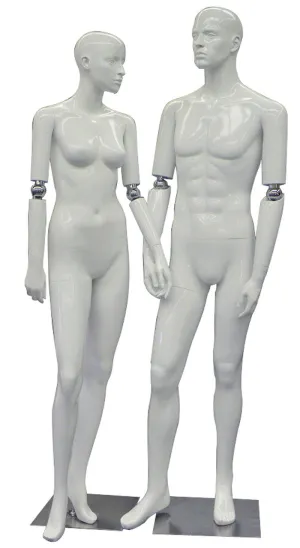 Male and Female White Mannequin with Movable Elbows MM-PAIR1