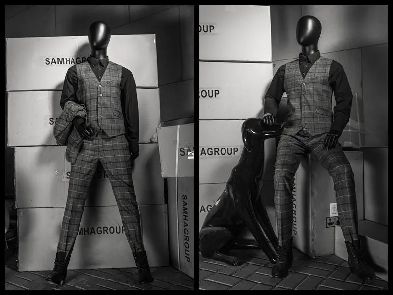 Male Black Abstract Posable Mannequin with Back Support MM-01BKEG