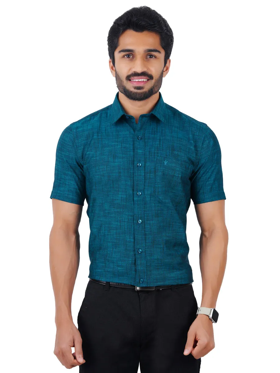 Men 100% Cotton Half Sleeves Shirt Dark Cyan CL2 GT12