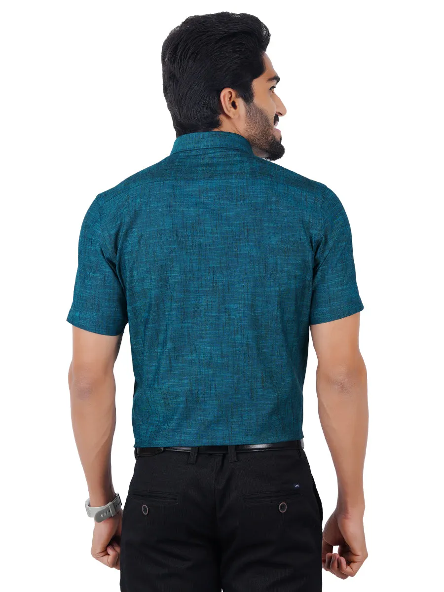 Men 100% Cotton Half Sleeves Shirt Dark Cyan CL2 GT12