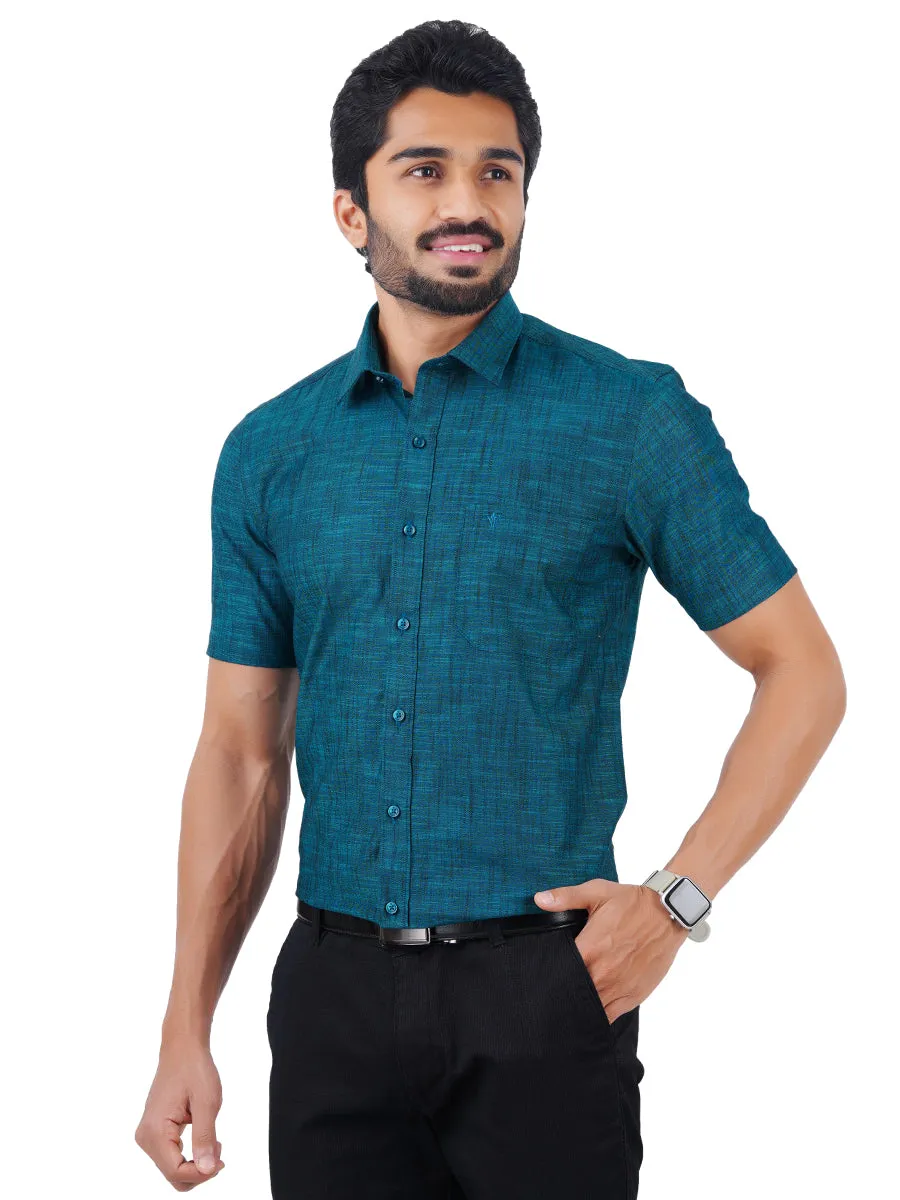 Men 100% Cotton Half Sleeves Shirt Dark Cyan CL2 GT12