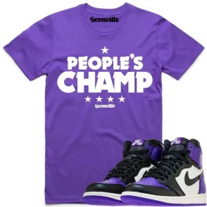 PEOPLES CHAMP Purple Sneaker Tees Shirt - Jordan 1 Court Purple