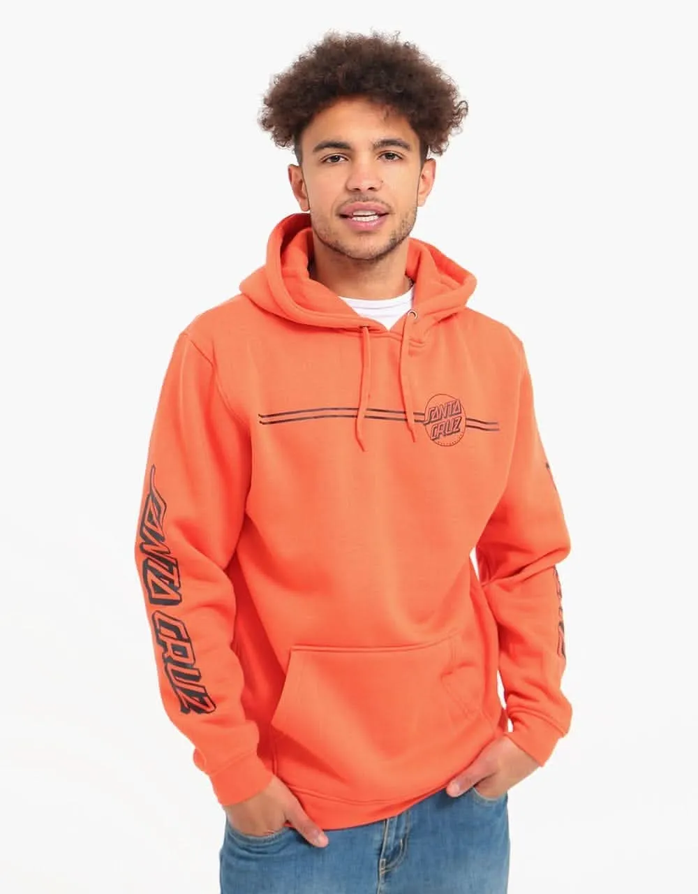 Santa Cruz Opus Dot Stripe Pullover Hoodie - Hot Coral