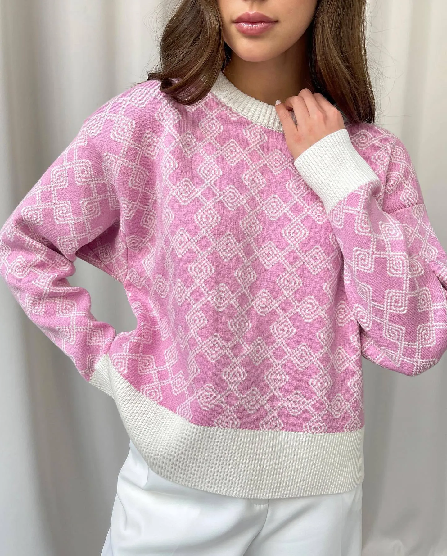 Simple Print Long Sleeve Sweater