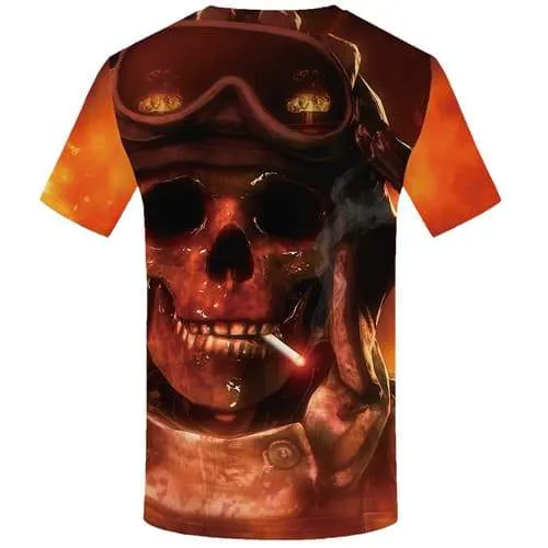 Skull T shirts Men Military T-shirts Graphic Flame Shirt Print Smoke T shirts Funny Gothic Tshirts Casual Short Sleeve