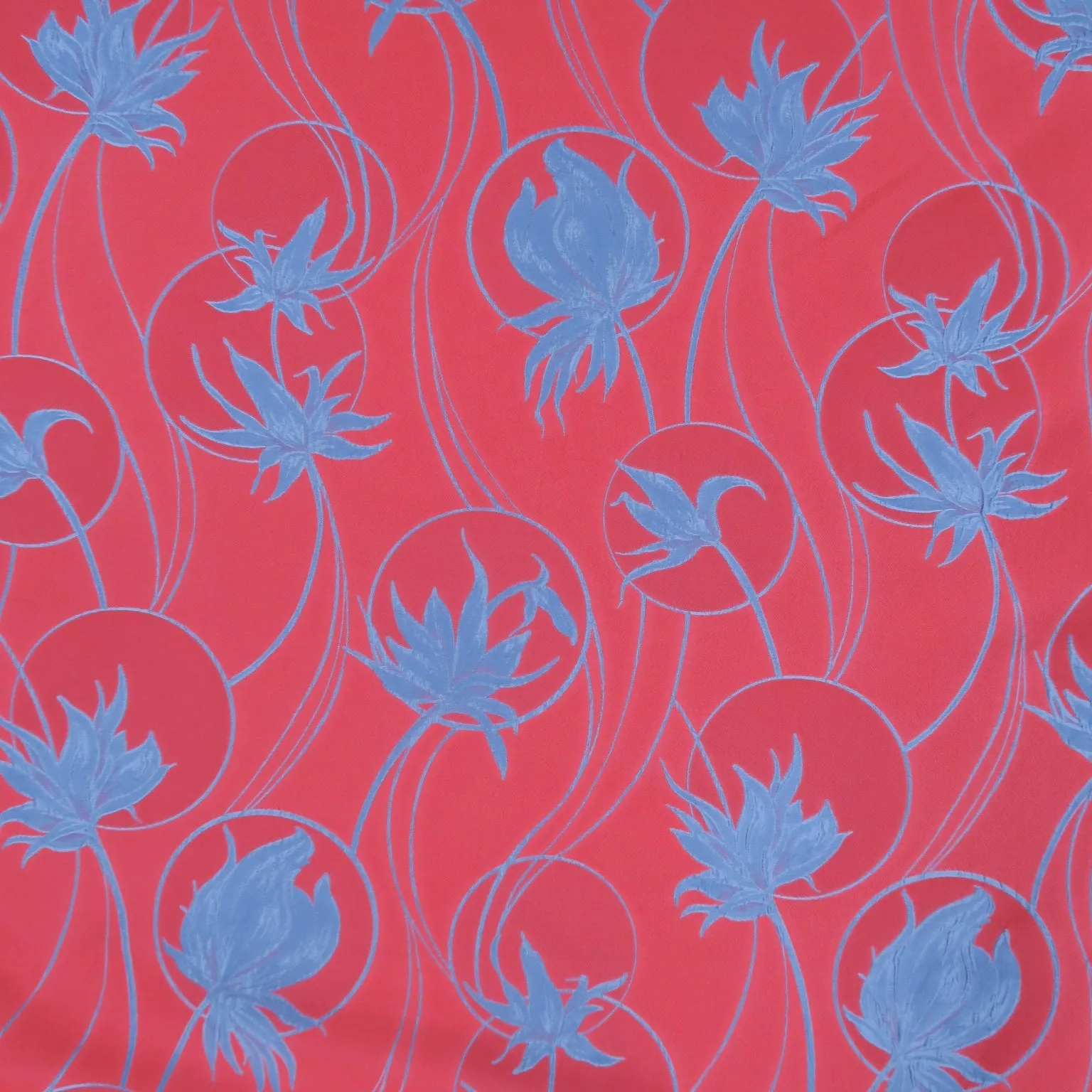 Sky Blue with Coral Floral Embossed Reversible Textured Jacquard Brocade Fabric