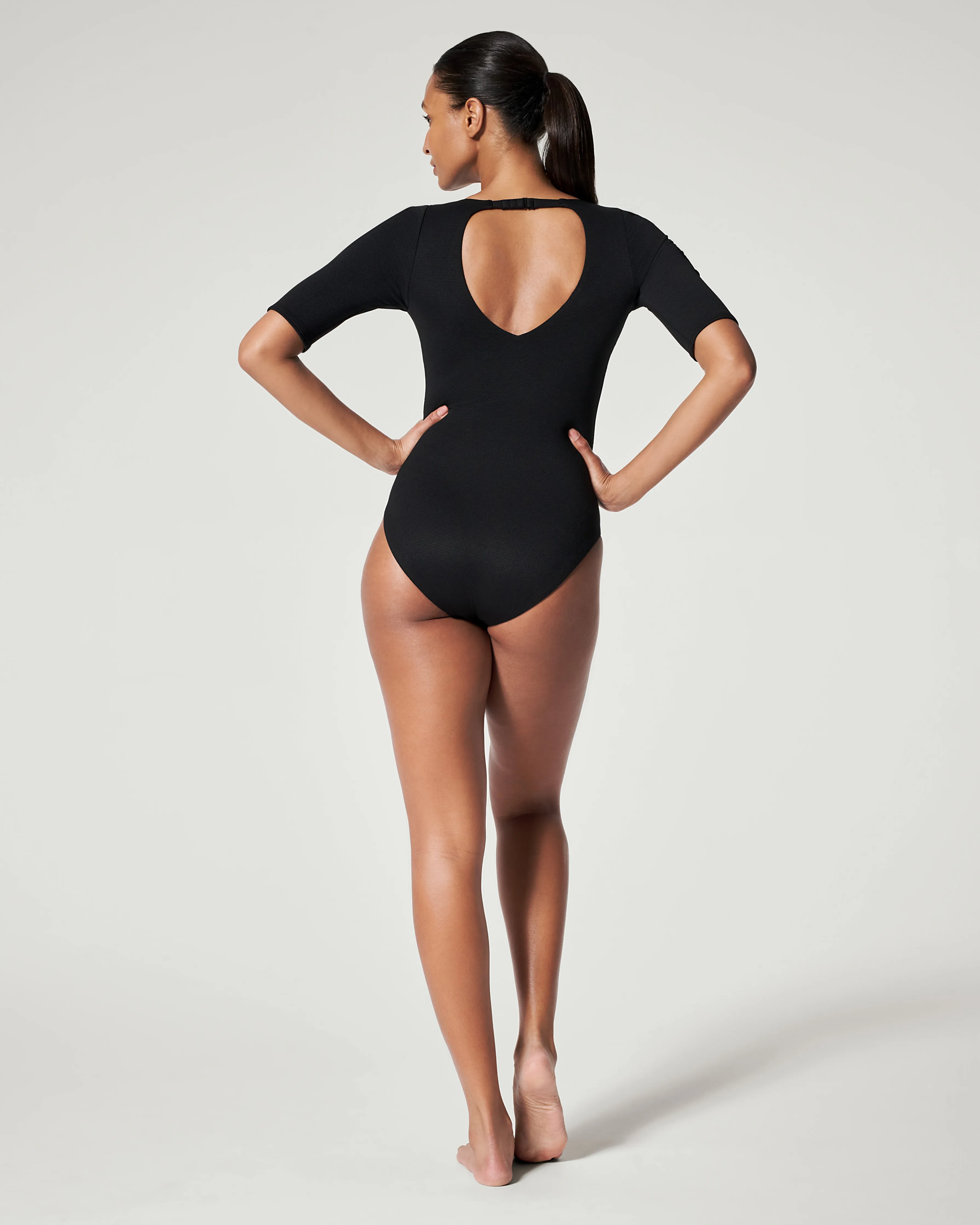 SPANXshape™ Swim Pique Short Sleeve One-Piece