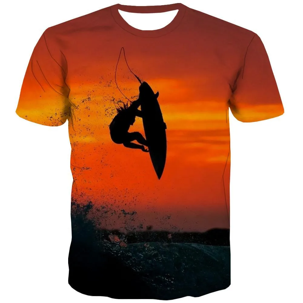 surf T shirts Men The sea T-shirts 3d sport Shirt Print Cool T-shirts Graphic