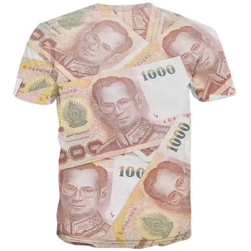 Thai Baht T shirts Men Money T shirts Funny Thailand T-shirts 3d Character Tshirts Casual Harajuku T-shirts Graphic Short Sleeve