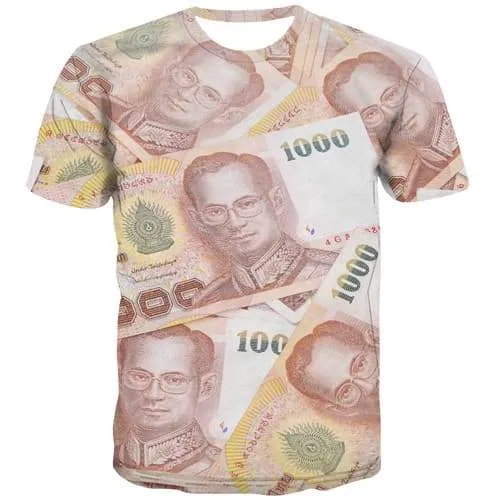 Thai Baht T shirts Men Money T shirts Funny Thailand T-shirts 3d Character Tshirts Casual Harajuku T-shirts Graphic Short Sleeve