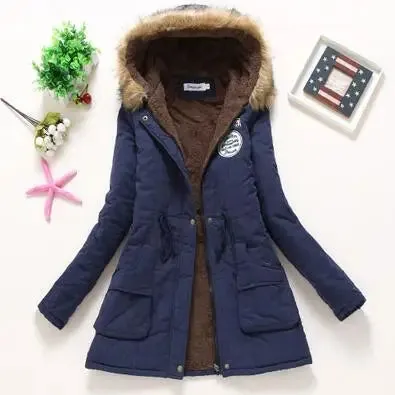 Women's cotton wadded hooded jacket medium-long casual parka. Sizes XXXL quilt snow outwear