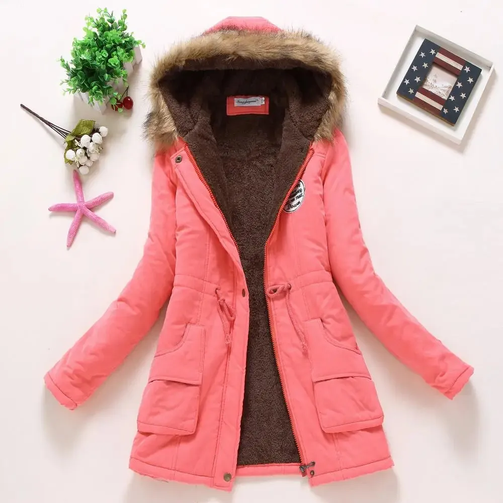 Women's cotton wadded hooded jacket medium-long casual parka. Sizes XXXL quilt snow outwear