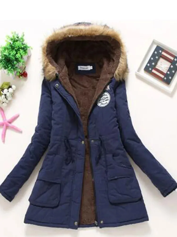 Women's cotton wadded hooded jacket medium-long casual parka. Sizes XXXL quilt snow outwear