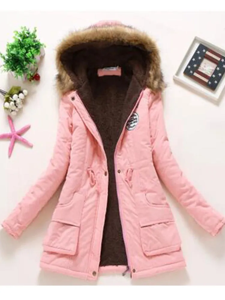 Women's cotton wadded hooded jacket medium-long casual parka. Sizes XXXL quilt snow outwear