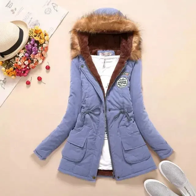 Women's cotton wadded hooded jacket medium-long casual parka. Sizes XXXL quilt snow outwear