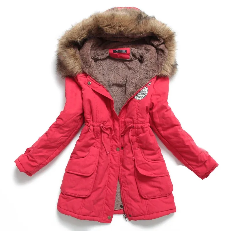 Women's cotton wadded hooded jacket medium-long casual parka. Sizes XXXL quilt snow outwear