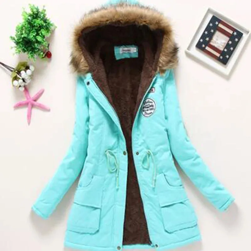 Women's cotton wadded hooded jacket medium-long casual parka. Sizes XXXL quilt snow outwear