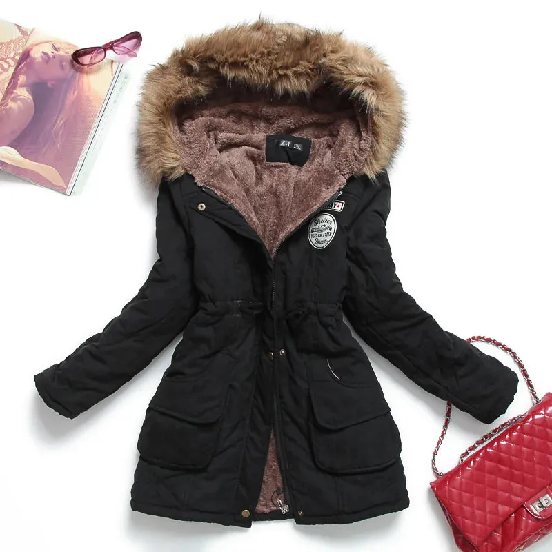 Women's cotton wadded hooded jacket medium-long casual parka. Sizes XXXL quilt snow outwear